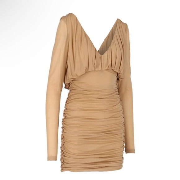 Saint Laurent Drapped Mini Dress Beige - Picture 2 of 7